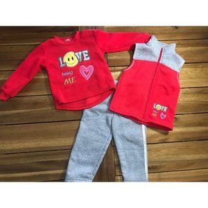 Swiggles18 Month Red Gray Sweat Shirt 3 Pc Outfit Lot Top, Vest & Pants Girls